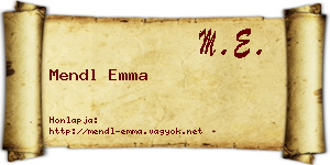 Mendl Emma névjegykártya